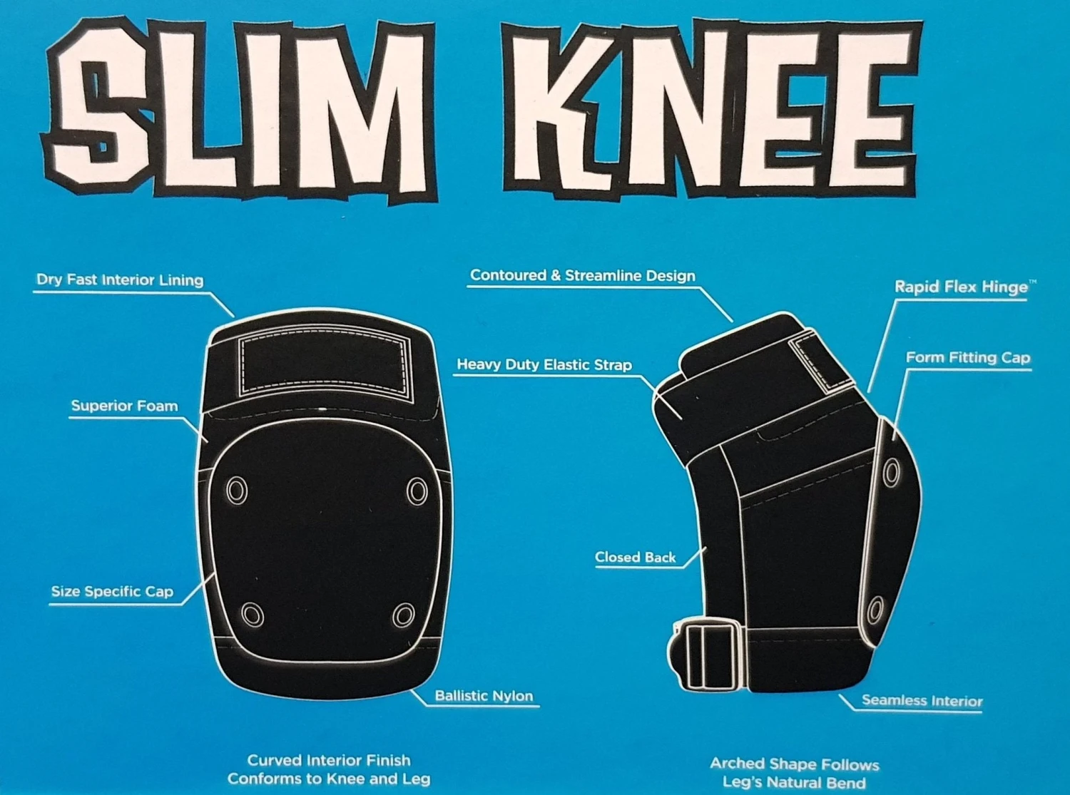 187 - Slim Knee Pad - Black 187 - Slim Knee Pad - Black -Impala Sale Store 187 DerbySlimKneeFeatures