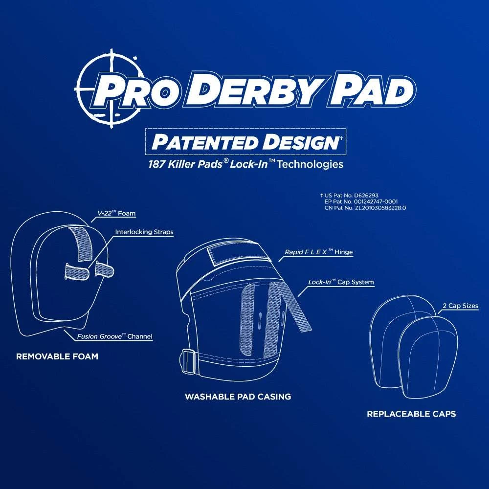 187 - Pro Derby Knee - Black / Red 187 - Pro Derby Knee - Black / Red -Impala Sale Store 187ProDerbyPads Features
