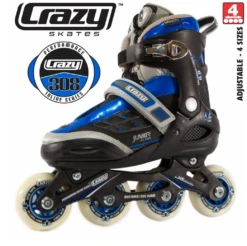 Crazy - 308 Adjustable Inline Skate (Pink Or Blue) -Impala Sale Store Carzy308Blue