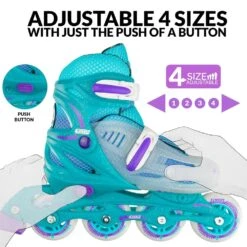 Crazy - 148 Adjustable Inline Skate - Teal Glitter 6 Crazy - 148 Adjustable Inline Skate - Teal Glitter -Impala Sale Store Crazy 148Teal 3