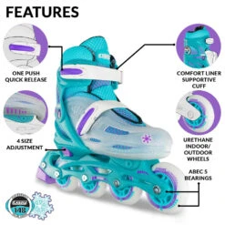 Crazy - 148 Adjustable Inline Skate - Teal Glitter 5 Crazy - 148 Adjustable Inline Skate - Teal Glitter -Impala Sale Store Crazy 148Teal 4