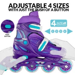 Crazy - 148 Adjustable Inline Skate - Purple Glitter -Impala Sale Store Crazy 148purple 4