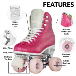 Crazy - Disco Glam - Retro Skates - Pink / Silver 5 Crazy - Disco Glam - Retro Skates - Pink / Silver -Impala Sale Store Crazy DiscoGlam Pink Silver 3
