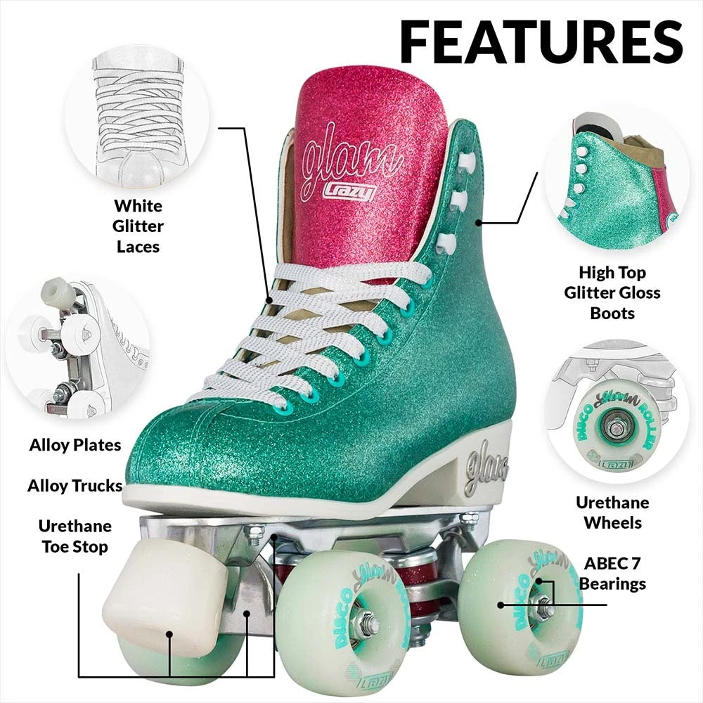Crazy - Disco Glam - Retro Skates - Teal / Pink Crazy - Disco Glam - Retro Skates - Teal / Pink -Impala Sale Store Crazy DiscoGlam Teal 3