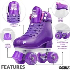 Crazy - Glitter Pop Adjustable Quad Skates - Purple -Impala Sale Store Crazy GlitterPop purple 5