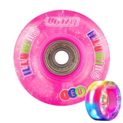 Crazy - Illumin8 LED Light Up Wheels (2-Pack) -Impala Sale Store Crazy IlluminateQuad PinkGlitter
