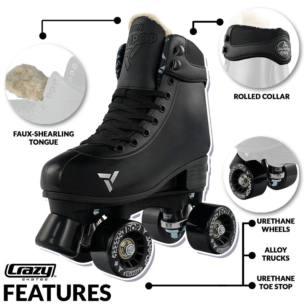 Crazy - Jam Pop Adjustable Quad Skates - Black Crazy - Jam Pop Adjustable Quad Skates - Black -Impala Sale Store Crazy JamPop Black 4