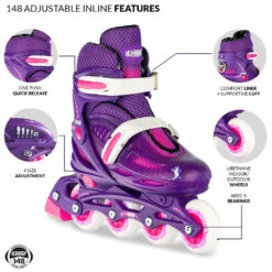Crazy - 148 Adjustable Inline Skate - Purple Glitter -Impala Sale Store Crazy148purple 4
