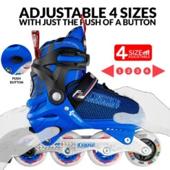 Crazy - 168 Adjustable Inline Skate - Blue -Impala Sale Store Crazy168 Blue adjust