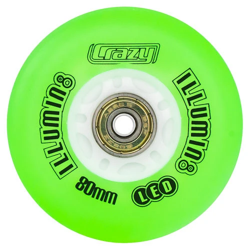 Crazy - Illumin8 Light up LED Inline Wheel Crazy - Illumin8 Light Up LED Inline Wheel -Impala Sale Store CrazyIlluminateLEDInlineWheel Green 80mm