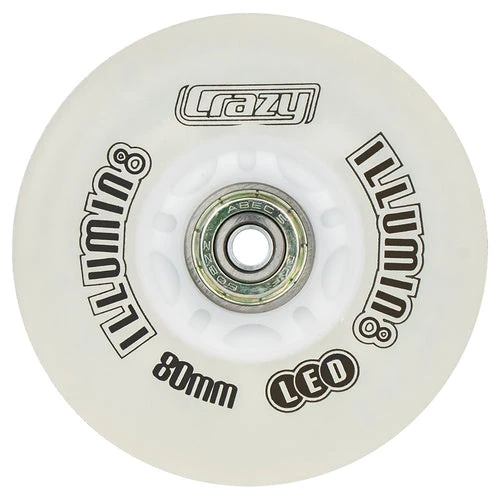 Crazy - Illumin8 Light up LED Inline Wheel Crazy - Illumin8 Light Up LED Inline Wheel -Impala Sale Store CrazyIlluminateLEDInlineWheel White 80mm