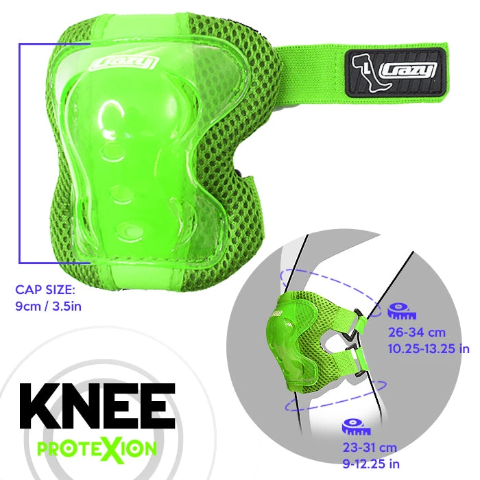 Crazy - ProteXion Kids - Tri Pack Crazy - ProteXion Kids - Tri Pack -Impala Sale Store Crazy Protexion Kids Knee Green