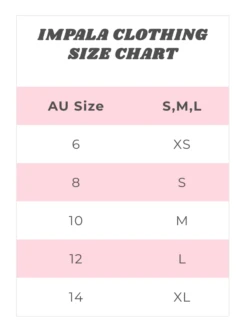 Impala - Classic Shorts -Impala Sale Store ImpalaClothingSizeChart