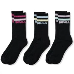 Impala Stripe Sock - 3 Pack -Impala Sale Store ImpalaStripeSocks Black