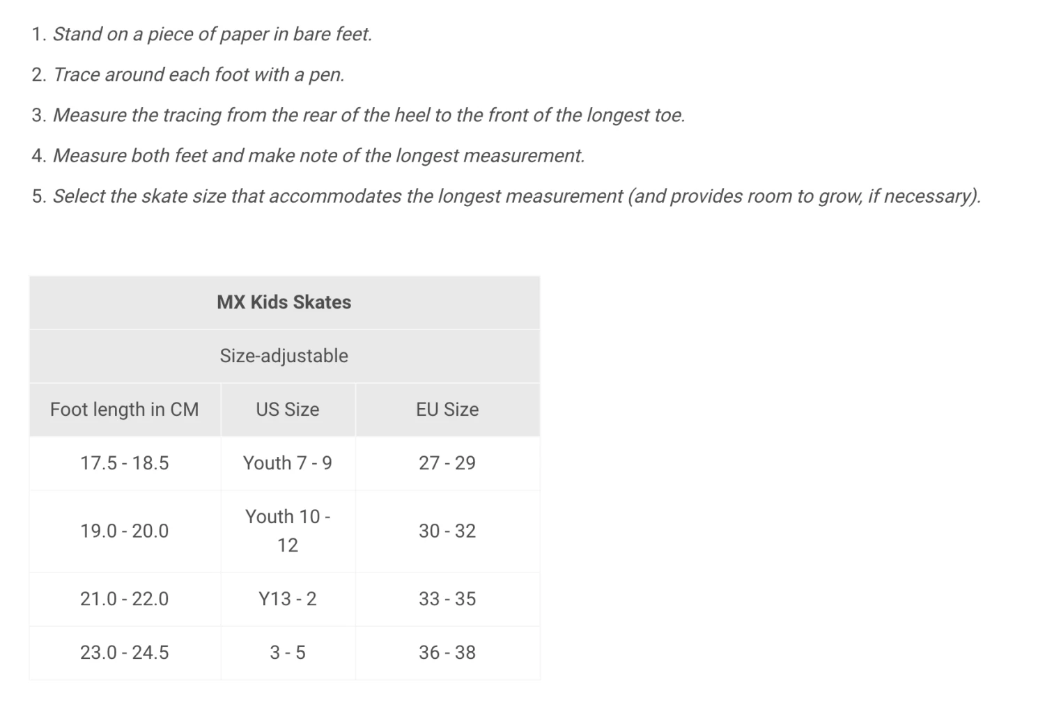 MX-J Speed Skate Package - Pink (Junior) MX-J Speed Skate Package - Pink (Junior) -Impala Sale Store MXKids SizingChart