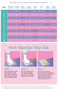 Moxi - Beach Bunny Roller Skate - Periwinkle Sunset -Impala Sale Store MoxiBeachBunnySizeChart