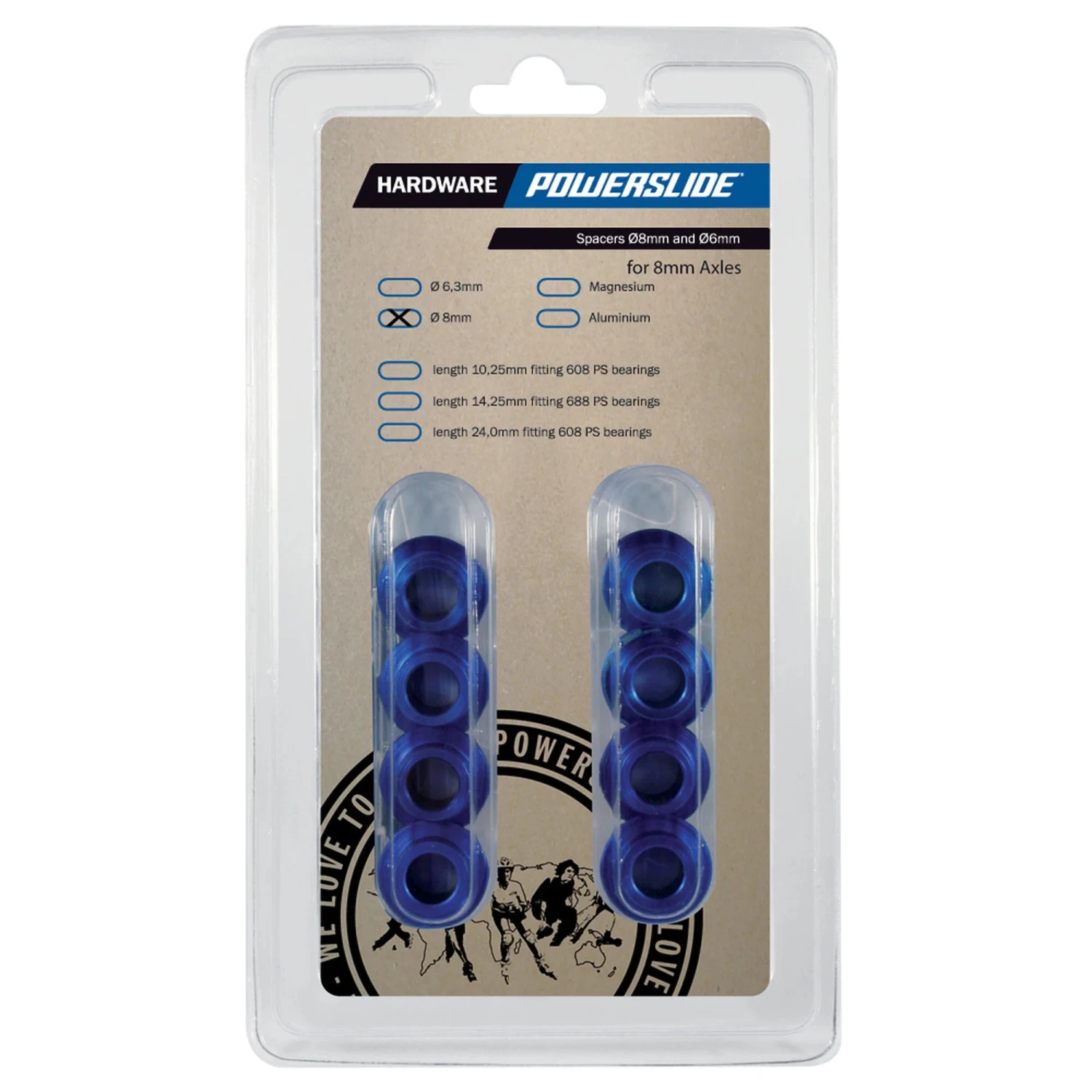 Powerslide - Alumimium Lightweight 608 Spacers Powerslide - Alumimium Lightweight 608 Spacers -Impala Sale Store PowerslideSpacer Blue 8mm