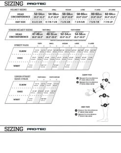 Protec Skate/Street - Elbow And Knee Combo Pack (Black) -Impala Sale Store ProtecSizingchart