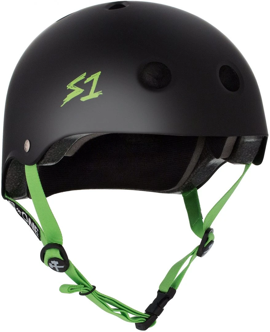S-One Lifer Helmet - Matte Black with Bright Green Straps S-One Lifer Helmet - Matte Black With Bright Green Straps -Impala Sale Store S One Lifer BlackMatteGreenStrap