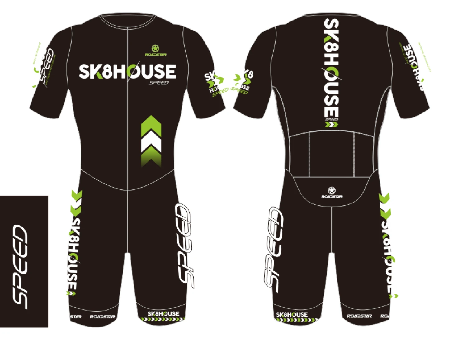 Sk8House - Pro Aero Skin Suit (Short Sleeve) Sk8House - Pro Aero Skin Suit (Short Sleeve) -Impala Sale Store Sk8HouseProAeroSkin FrontZip