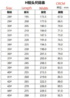 SS - Yan Huang - Inline Speed Boot -Impala Sale Store YanHuangLastSizingChart